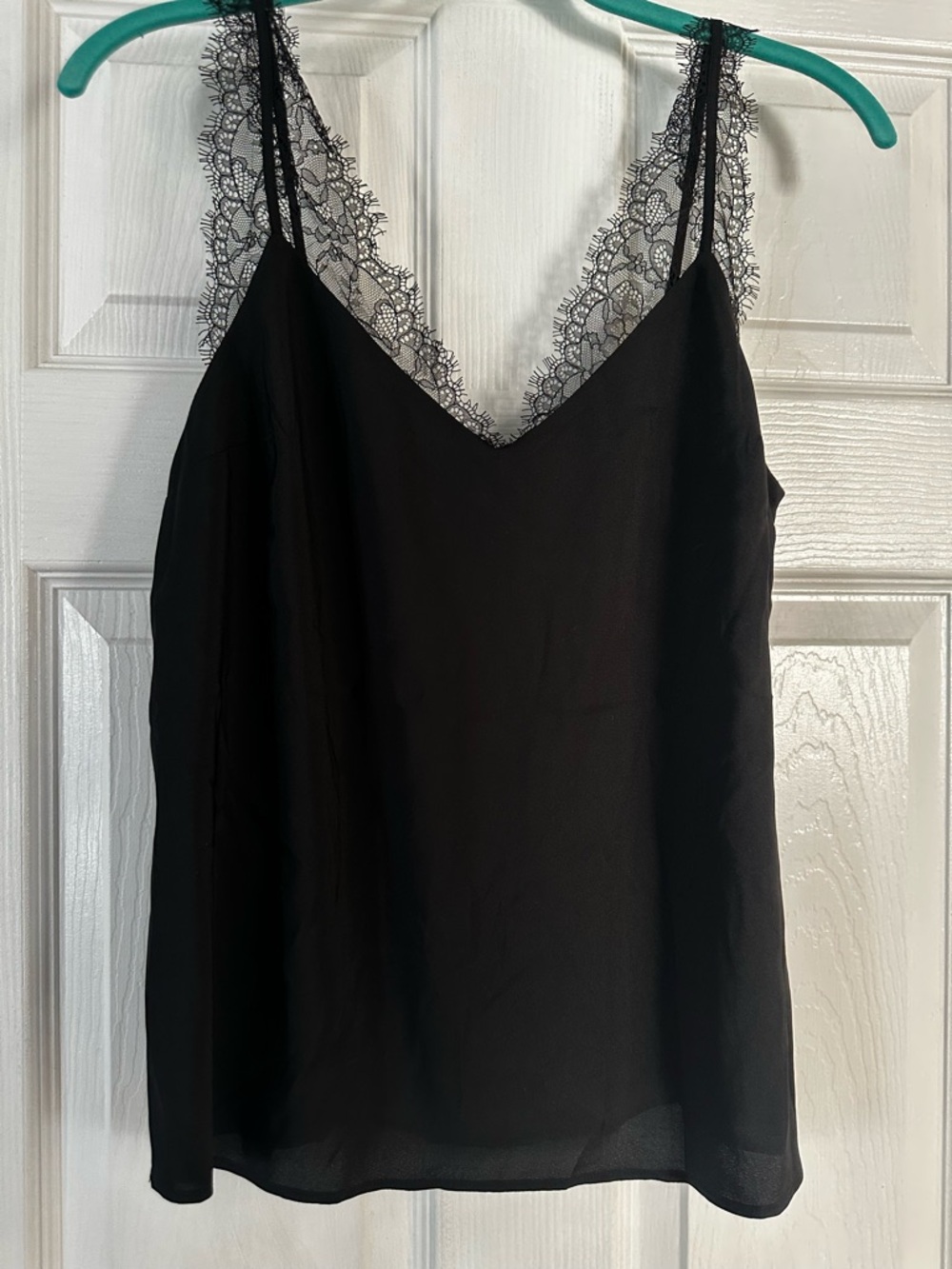 Express Black Satin-Look Camisole with Lace Small